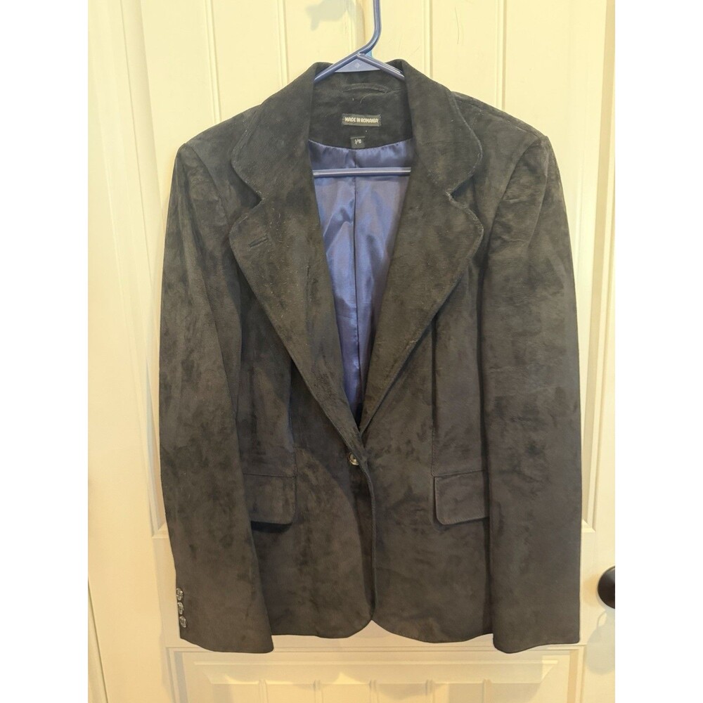 VTG PBD Peabody House Black Suede Leather Blazer Romania Equestrian 9/10 Medium